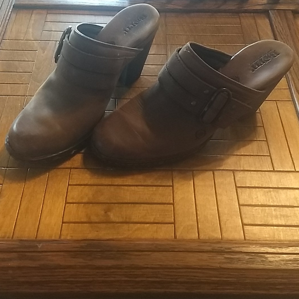 Born brown leather clogs